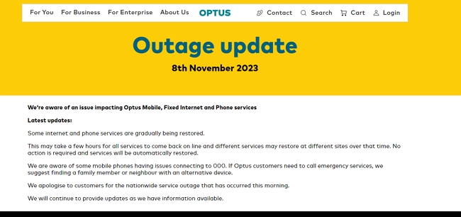 Optus Outage update