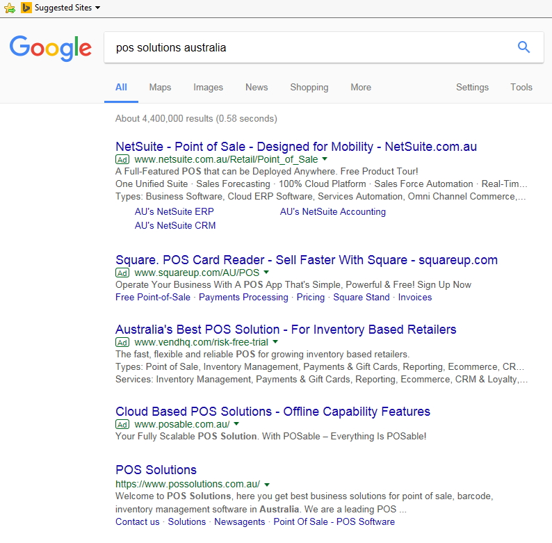 Searches for POS Solutions Australia by google