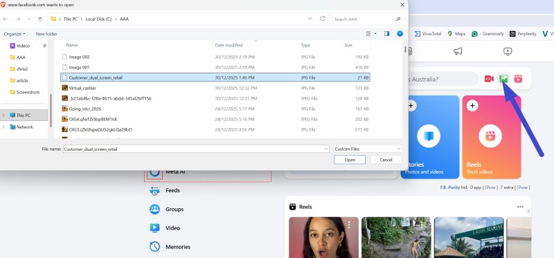 Adding image to Business facebook post