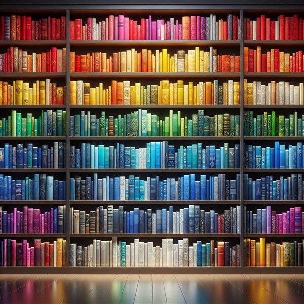 Sorted books by colour
