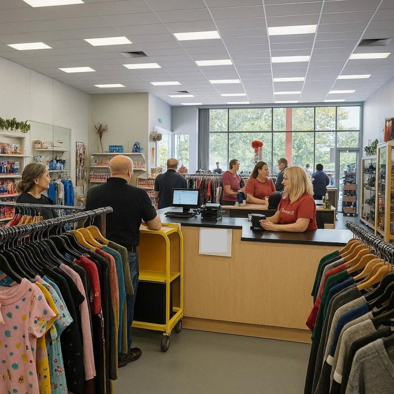 People in a charity shop