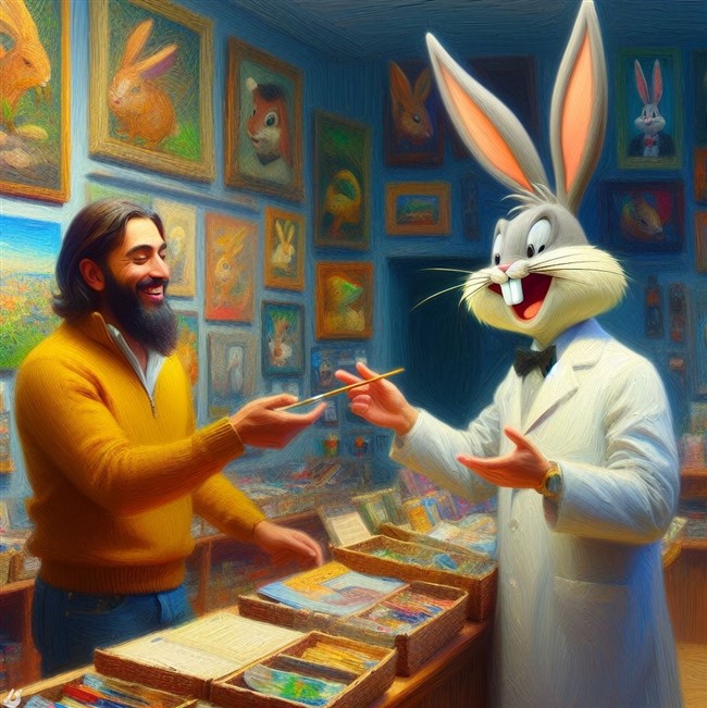 bugs bunny helps a happy customer