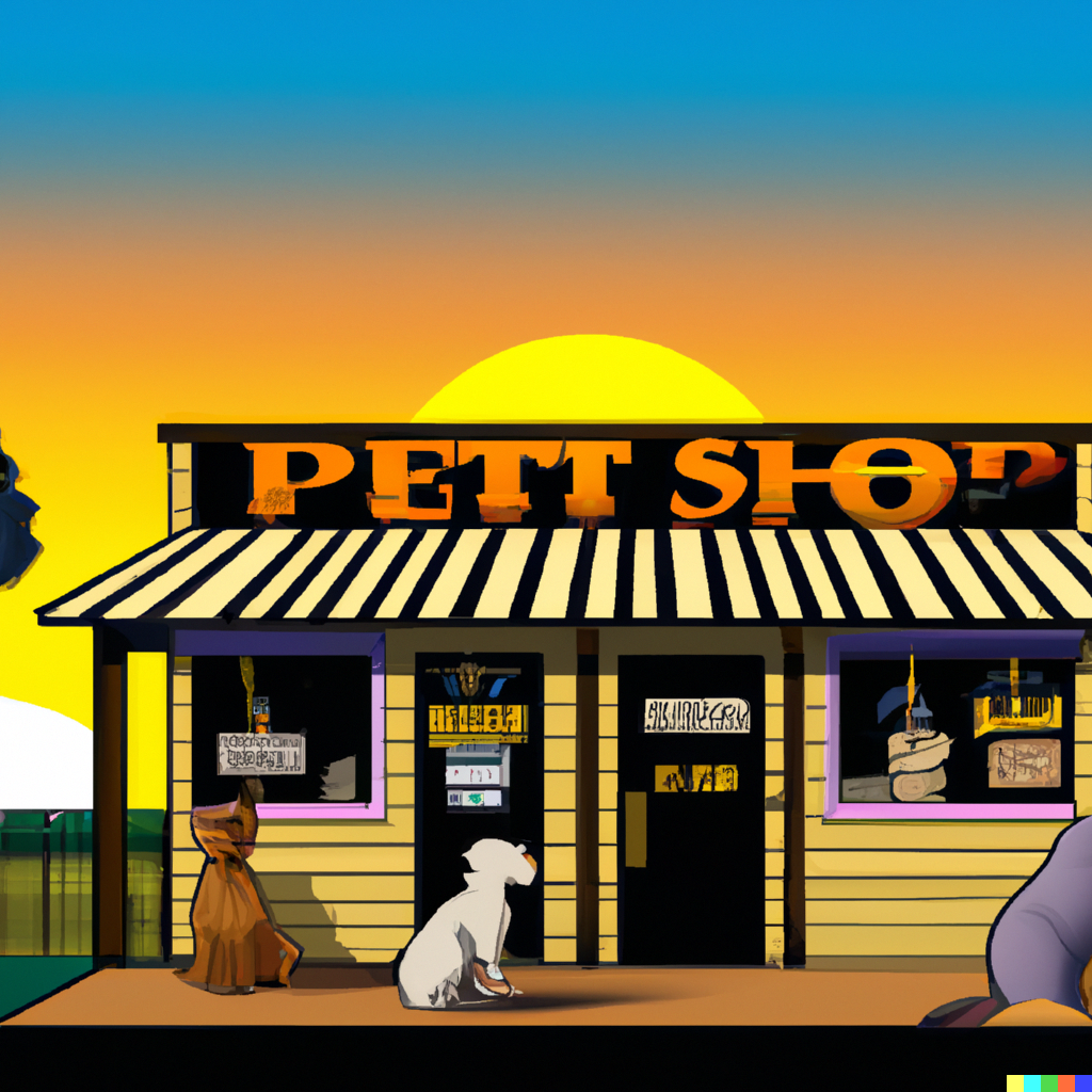 sunset over a petshop