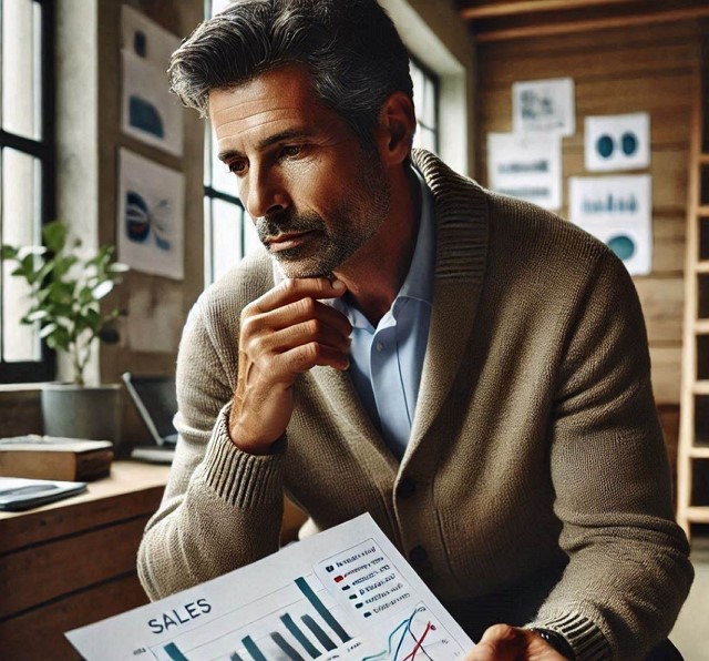 Businessman looking at sales data