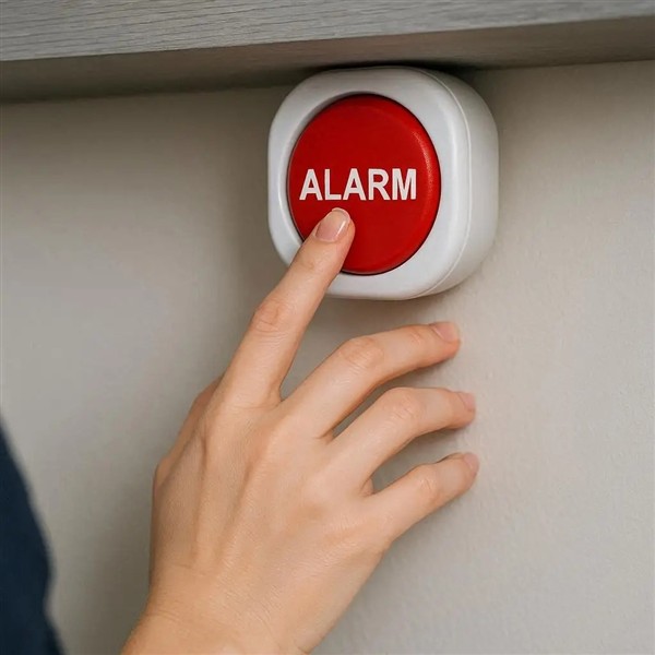 A panic button being pressed