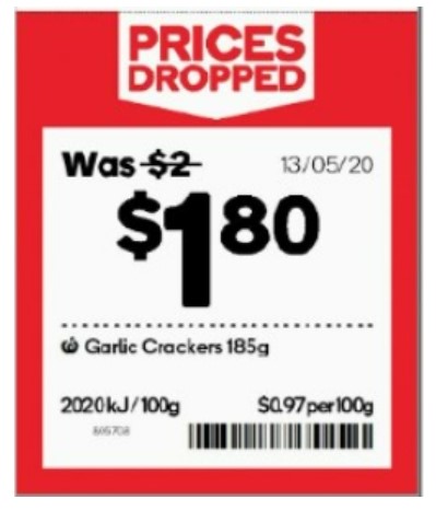 Woolworths price dropped promotion