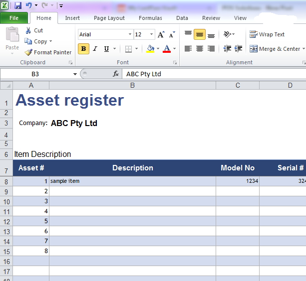 Asset Register Template Australia Stunning Templates