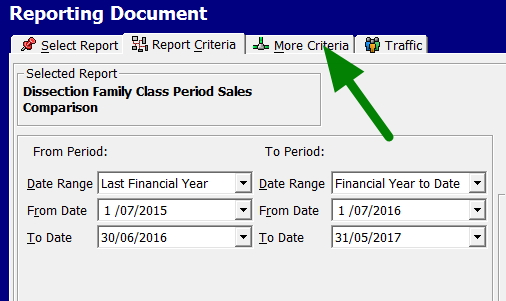 POS Comparsion report options